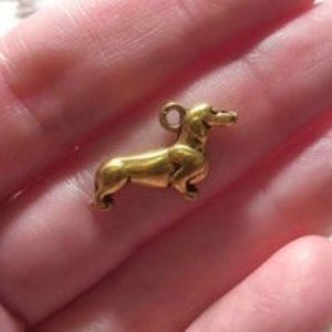 Antique Gold DACHSHUND Wiener Dog Charm for DIY Jewelry